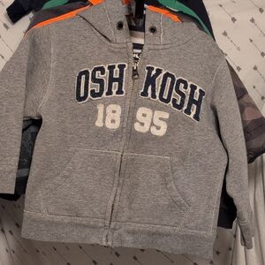 OshKosh B'gosh Gray Zip-Up Hoodie with Navy Accents